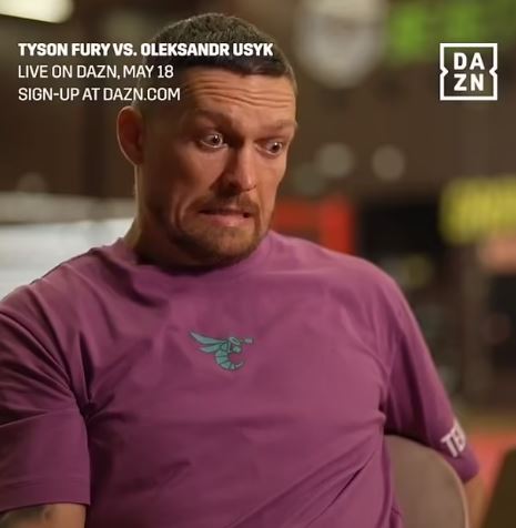 Oleksandr Usyk grimaced after watching back Anthony Joshua's KO of Francis Ngannou