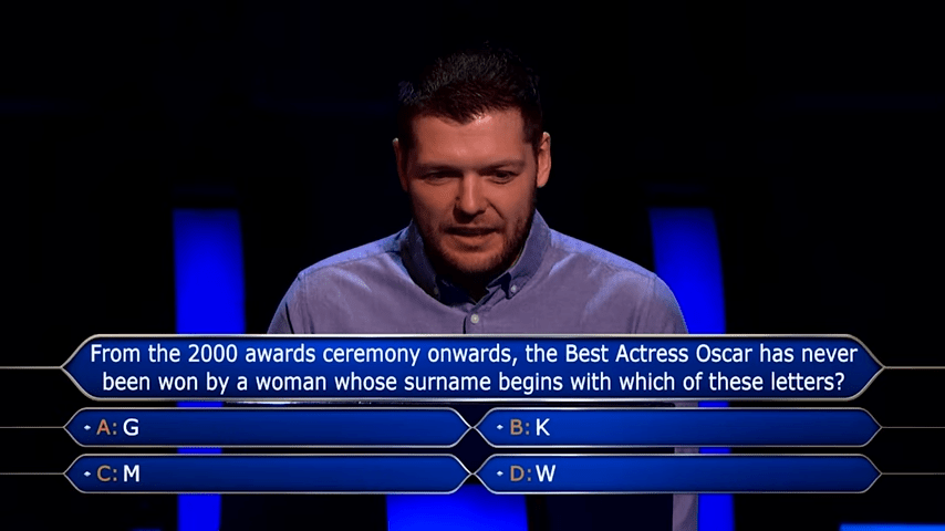 Contestant Glen admitted the Oscars question had left him stumped