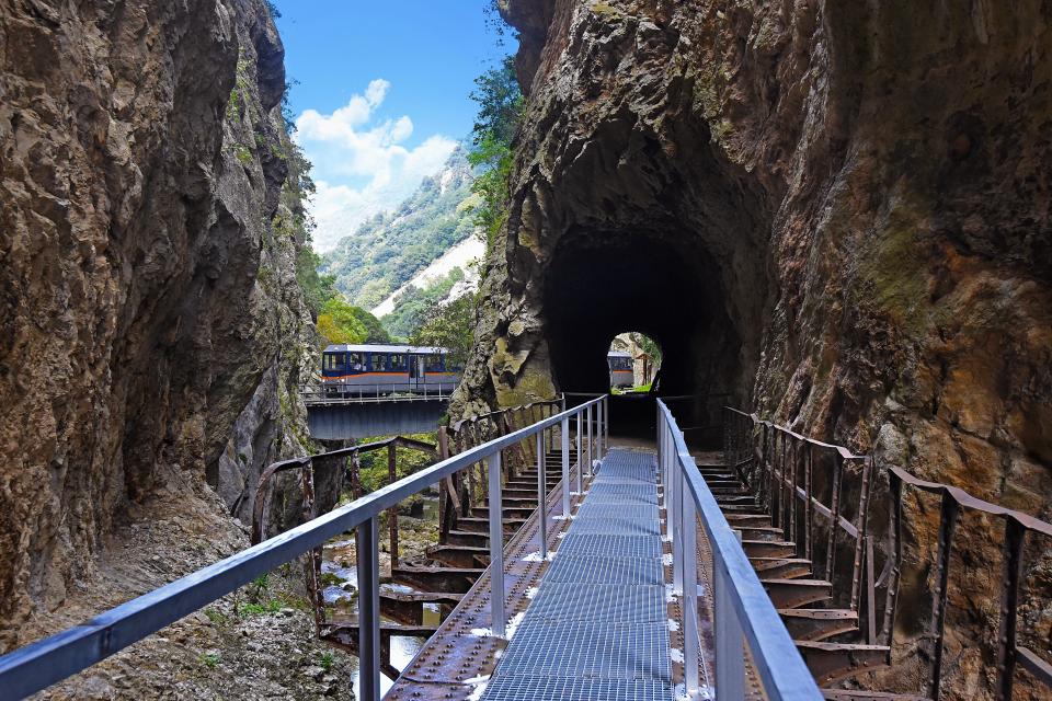 Tunnels are carved into the mountainsides