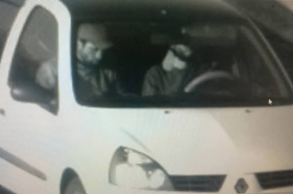 A close-up of two suspected attackers after they fled the scene