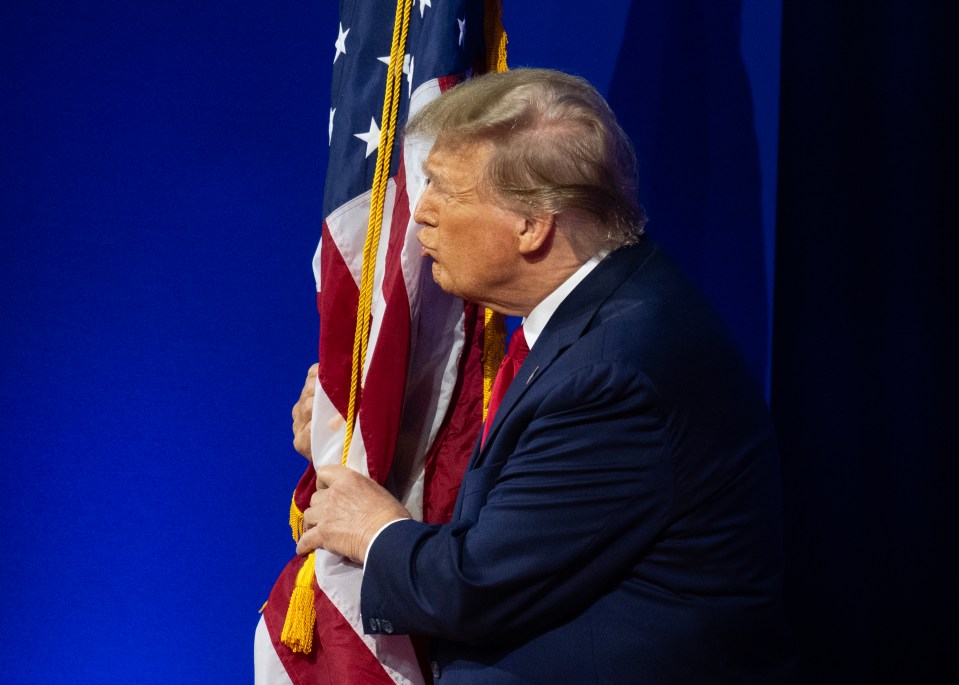 Former United States President Donald J Trump arrives to make remarks at the 2024 Conservative Political Action Conference (CPAC) Pictured: Donald Trump Ref: SPL10773812 240224 NON-EXCLUSIVE Picture by: Ron Sachs/CNP / SplashNews.com Splash News and Pictures USA: 310-525-5808 UK: 020 8126 1009 eamteam@shutterstock.com World Rights, No France Rights