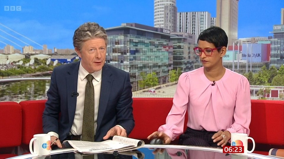 BBC Breakfast fans have pointed out how Charlie is 'bored' with Naga Munchetty