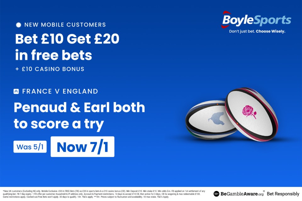 France vs England: Get £20 in free bets and £10 casino bonus with BoyleSports