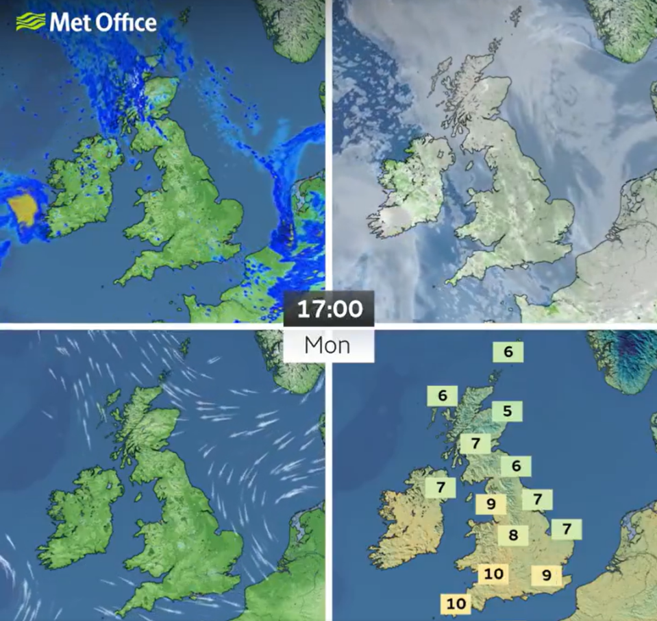 Temperatures on Monday will reach 10C in parts of the country