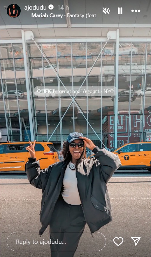 AJ Odudu has jetted to New York for a well-deserved break