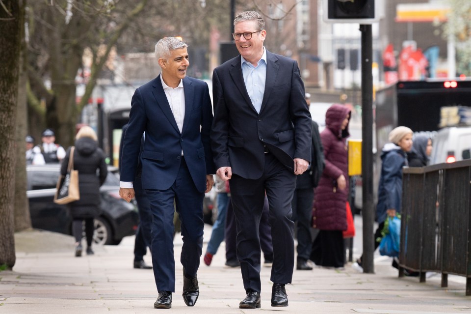 Mayor of London Sadiq Khan  alongside Labour Party leader Sir Keir Starmer on Monday