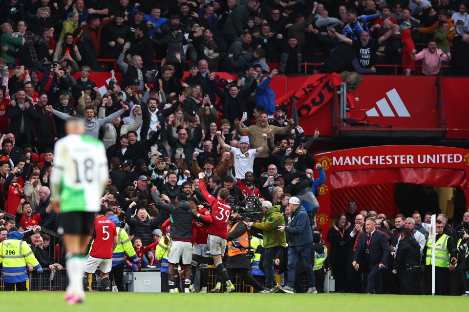 Mass celebrations at Old Trafford went as high as the gantry