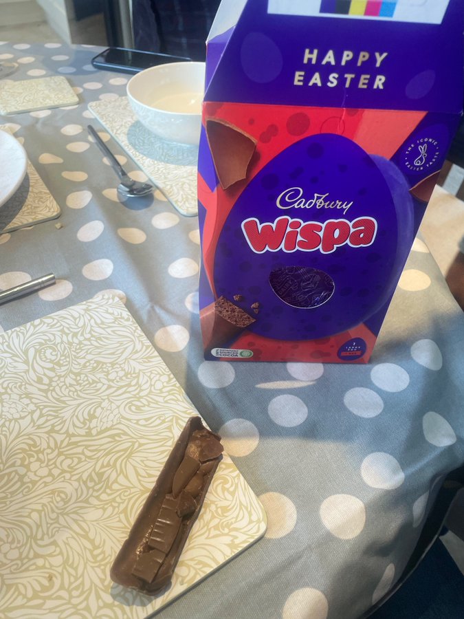 Another was sent a Wispa Easter Egg smashed