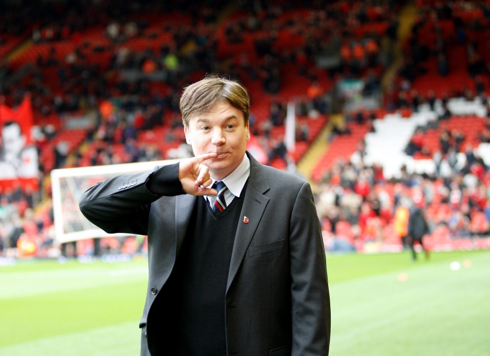 Comedian Mike Myers revealed visiting Anfield left him speechless