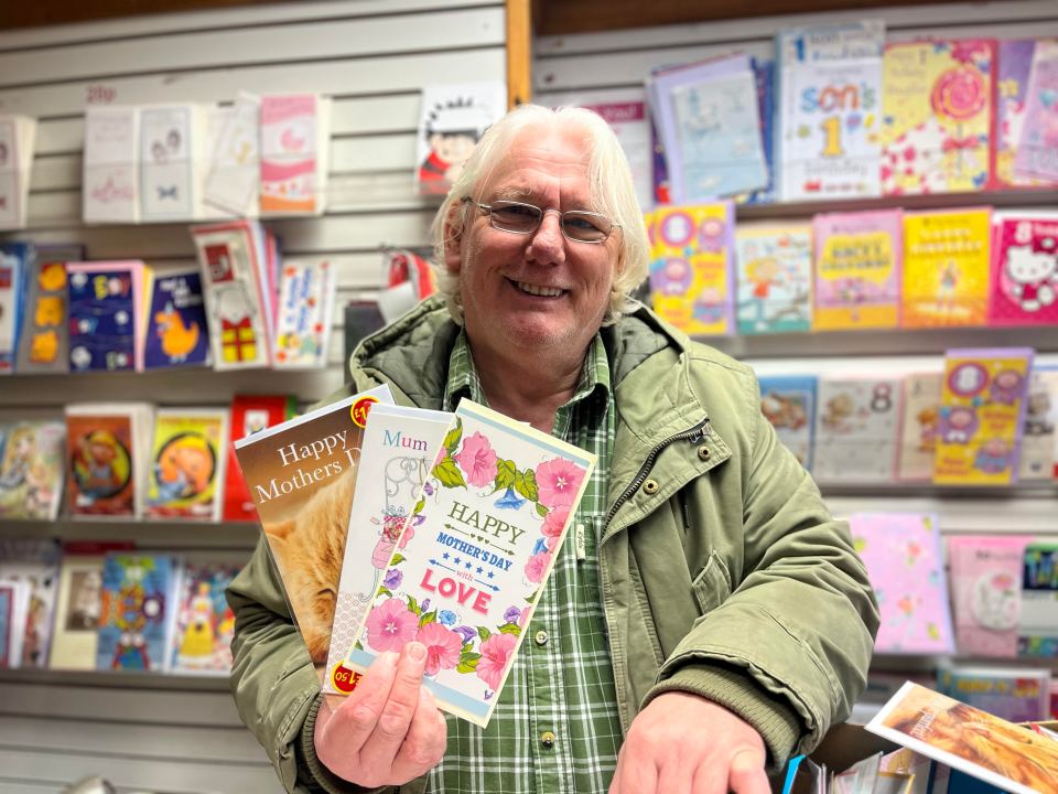 Steven Nelson's The 20p Shop sells the cheapest Mother's Day cards in Britain