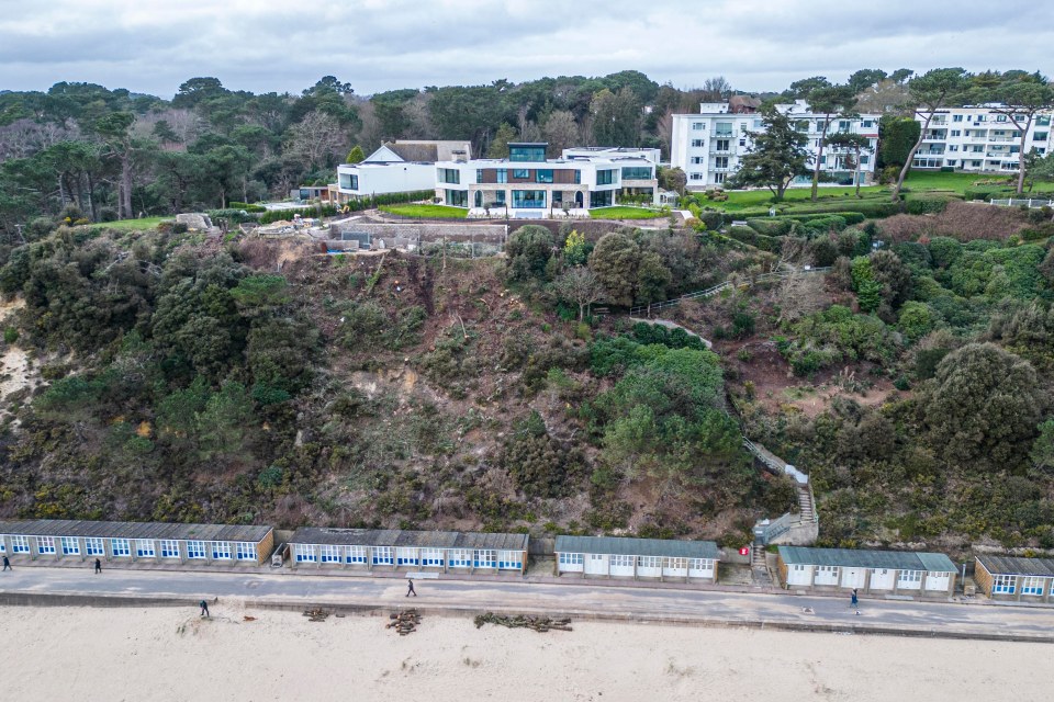 Experts say there was a danger the trees could be blown over and topple onto the promenade below the house in Poole