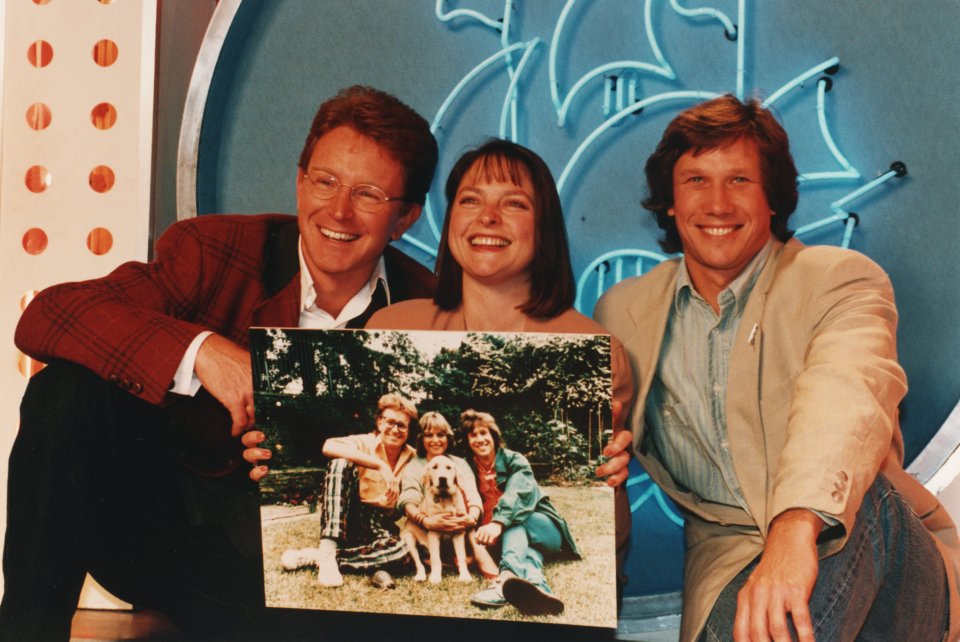 Peter, far right with Janet Ellis and Mark Curry, was known as Blue Peter's resident action man