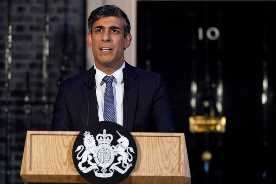 Rishi Sunak makes a public address from Downing Street on Friday evening