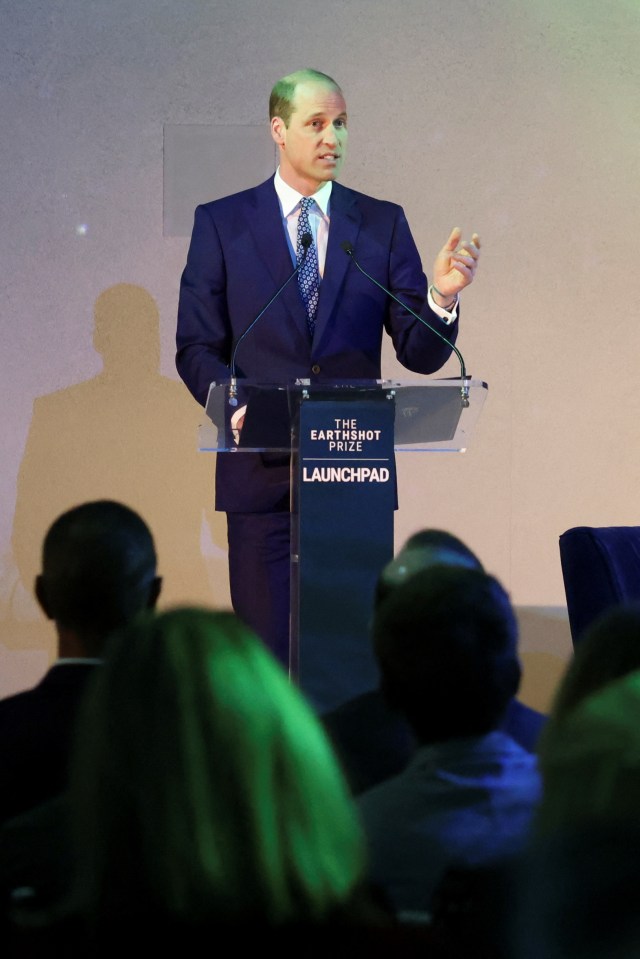 Prince William gives a speech at a launch event in London for the Earthshot Prize