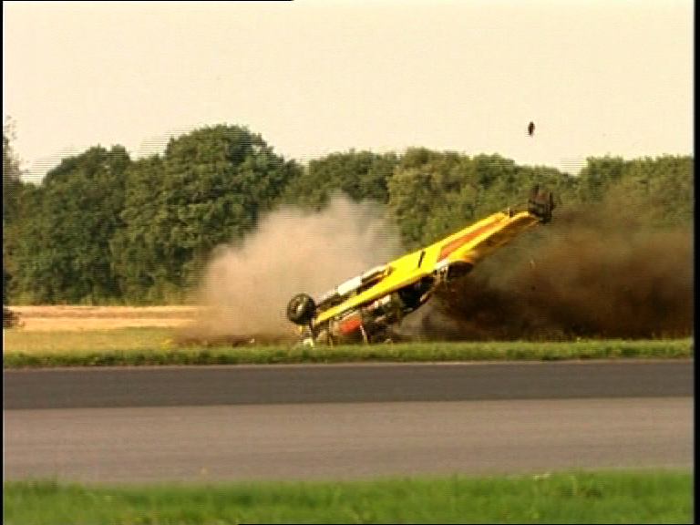 Scenes from the near fatal jet car crash involving Richard Hammond filming for BBC 2's Top Gear.