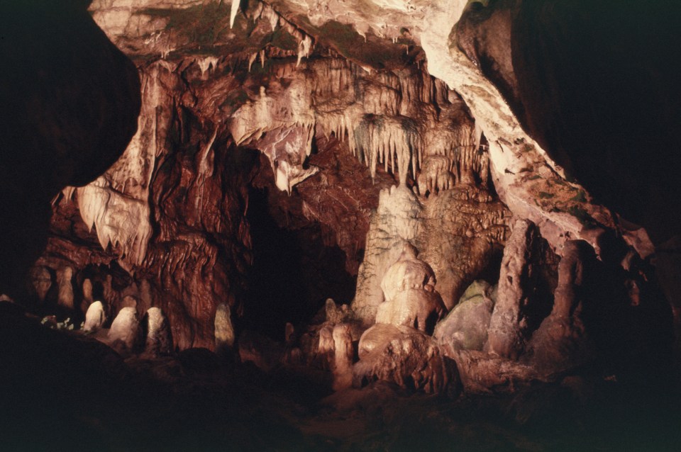 Stalactites and stalagmites formed over millennia