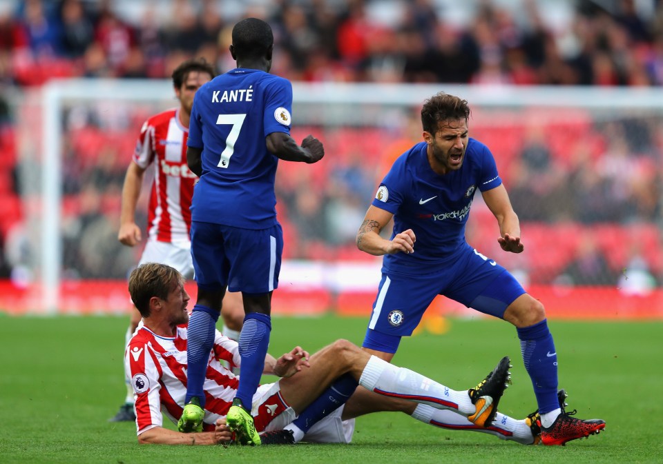 Crouch took his frustrations out on Fabregas after coming on as a sub