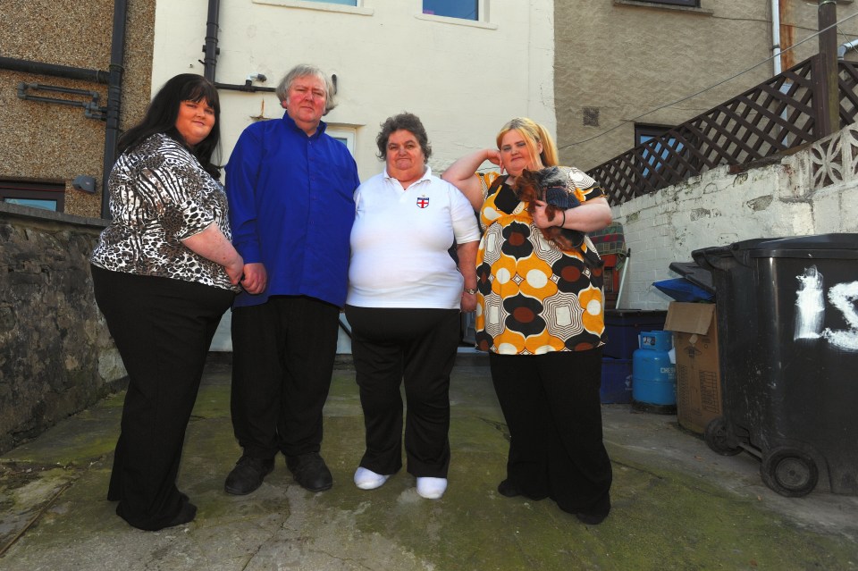 The Chawner family were once considered Britain's 'fattest and laziest' family. Left to right: Samantha, Philip, Audrey and Emma