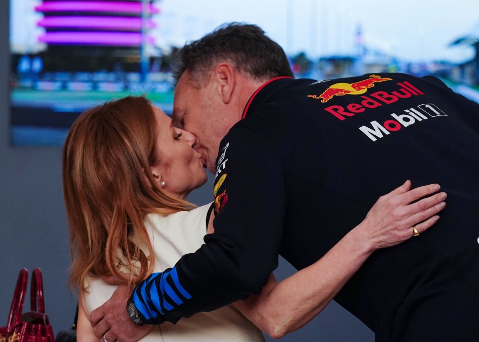 Horner shared a kiss with wife Geri