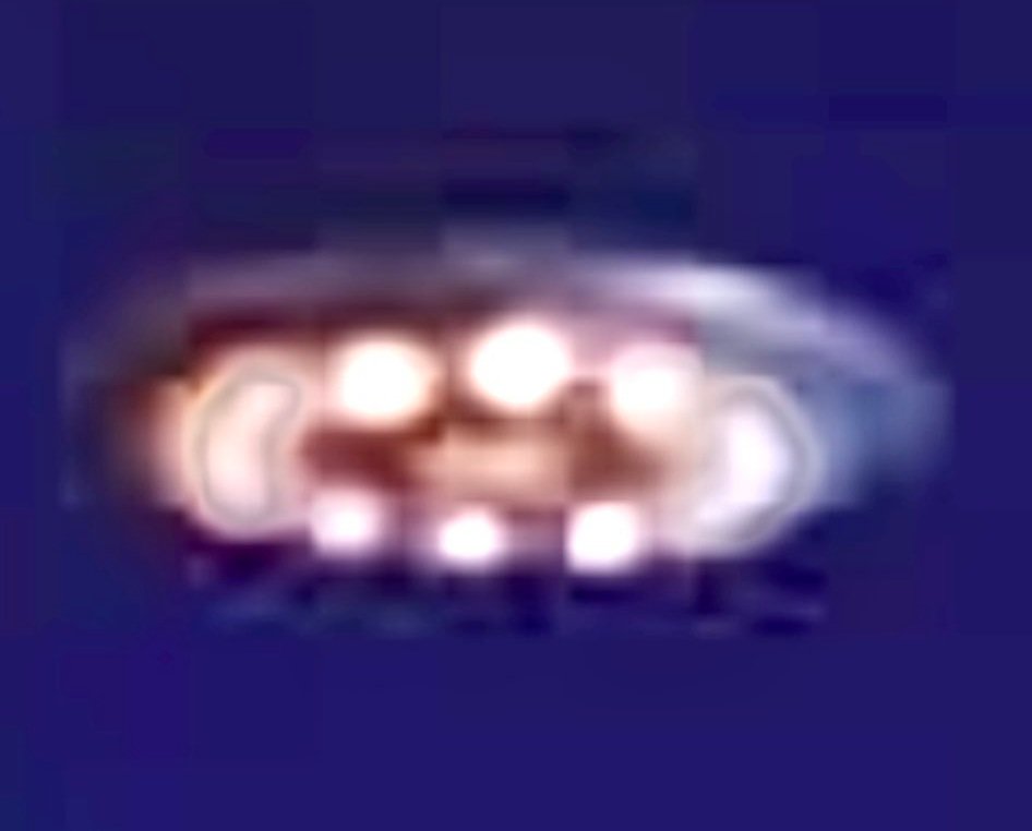 A close up of the second UFO shows it as having six lights