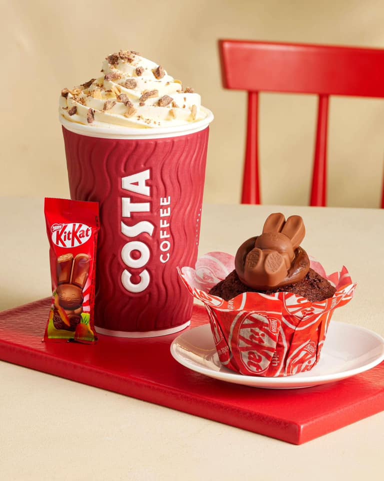 It features the return of its iconic KitKat inspired hot chocolate, as well as a new KitKat muffin