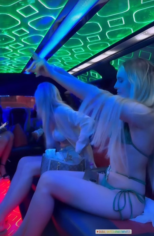 The boozy bash carried on into the evening as the group hired their very own party bus