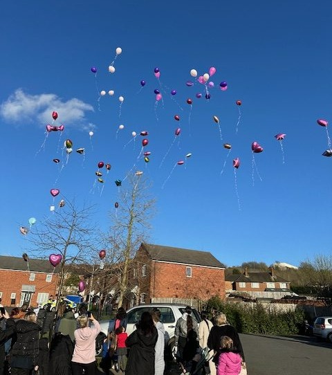 Pals release balloons in tribute today