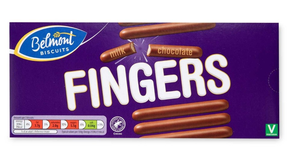 Belmont Milk Chocolate Fingers contain only 75 calories per three fingers