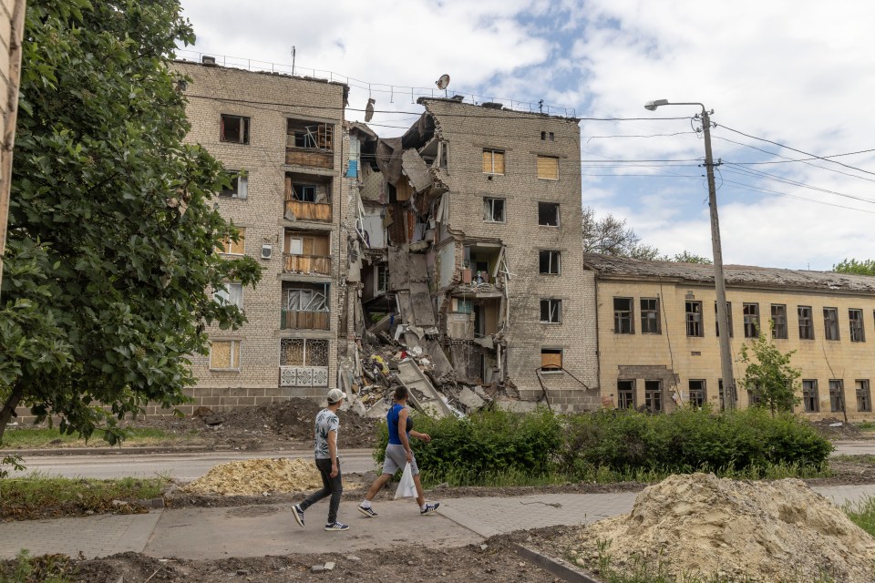 Destruction in Bakhmut in May 2022, as Russian forces closed in after taking Liman to the north