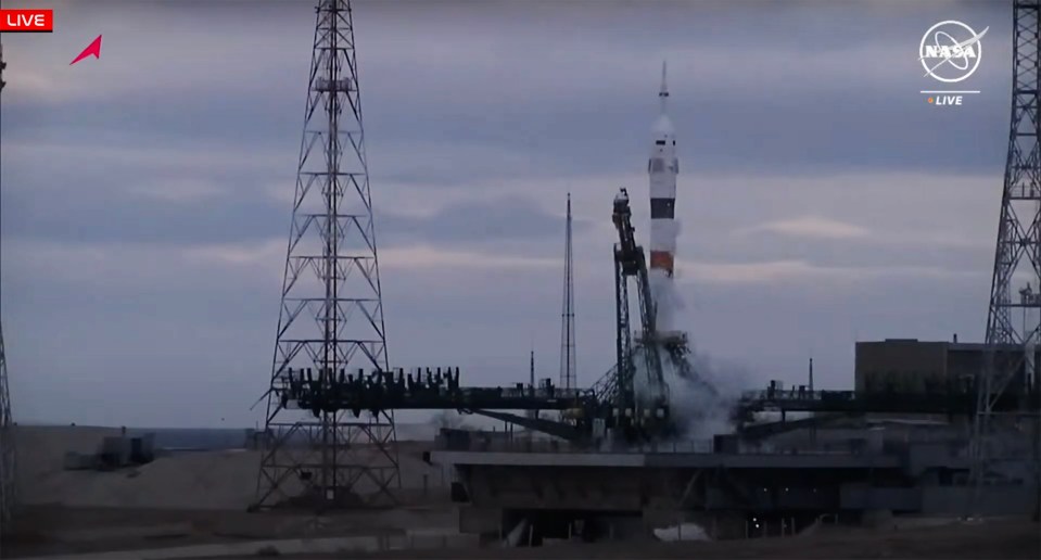 An alternative angle of the launch as astronauts readied for lift off