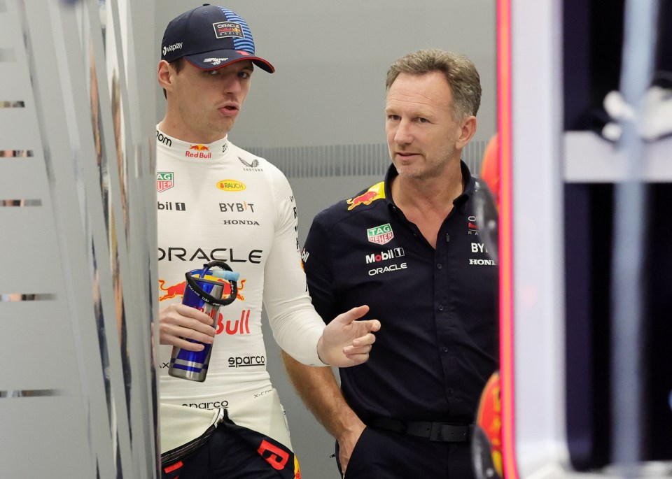 Horner and reigning world champion Max Verstappen are picture at the Saudi Grand Prix on March 9