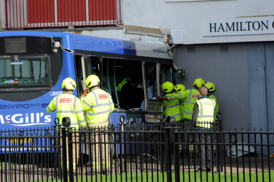 Emergency services rushed to Hamilton Court in Paisley after a bus crashed into it