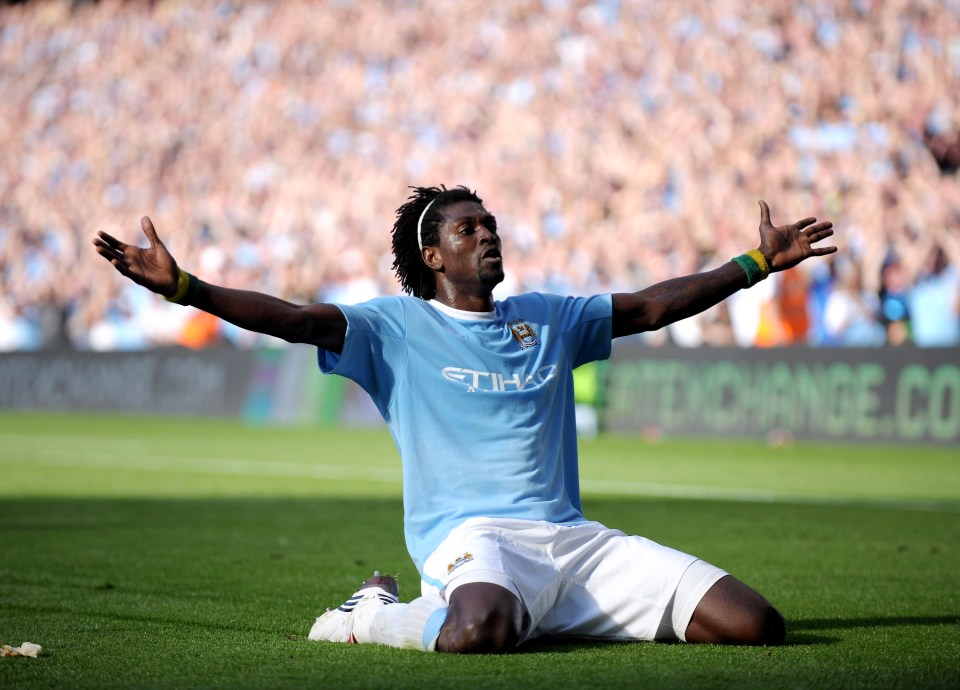 Adebayor ran the length of the pitch before celebrating in front of the travelling fans