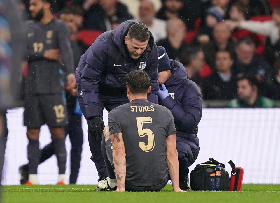 John Stones was forced off with injury after nine minutes