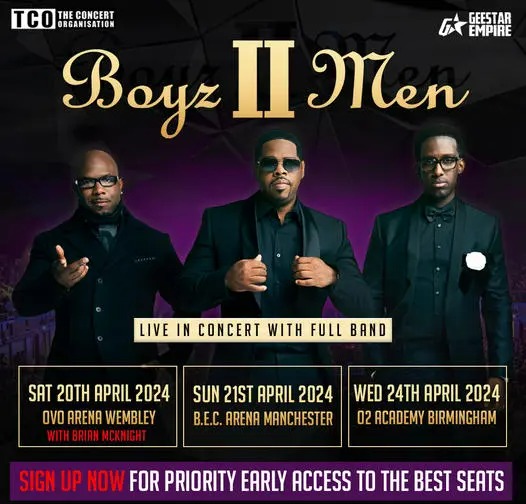 Boyz II Men will be embarking on a UK tour this April – their first UK headline gig in 6 years