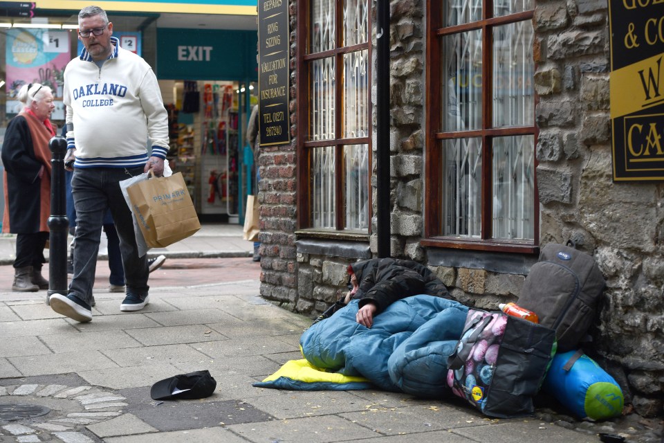 A homeless man on the high street