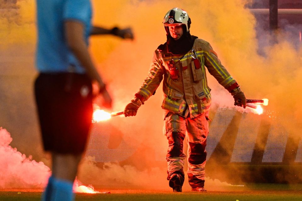 Firefighters were called into action in the Europa Conference League