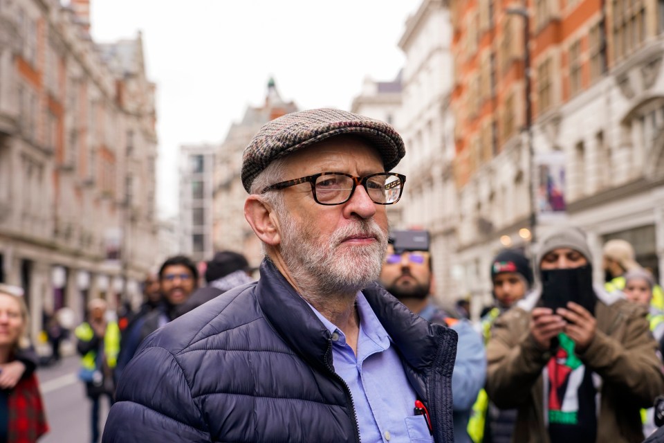 Former Labour Party leader Jeremy Corbyn attended a demonstration in support of Palestinian people in Gaza