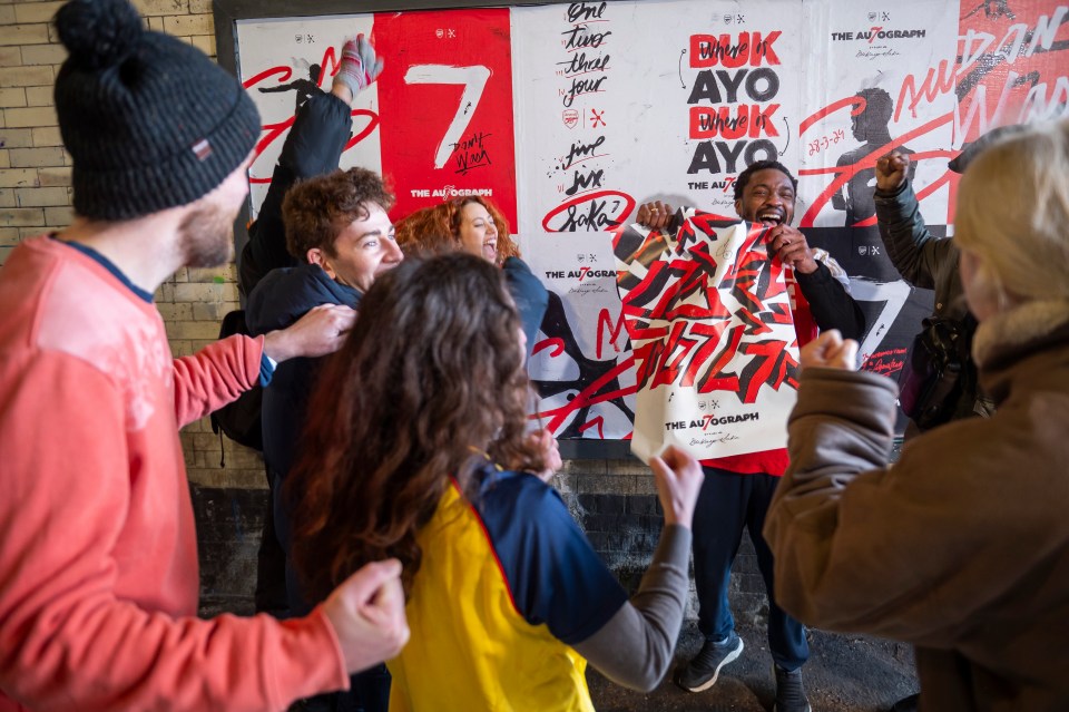 Arsenal fans took to north London in search of Bukayo Saka posters