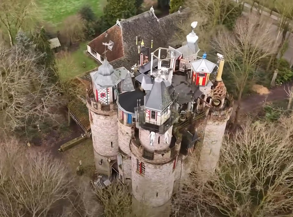 Gerry Halman has built his very own 85ft tall castle at his home in the Netherlands