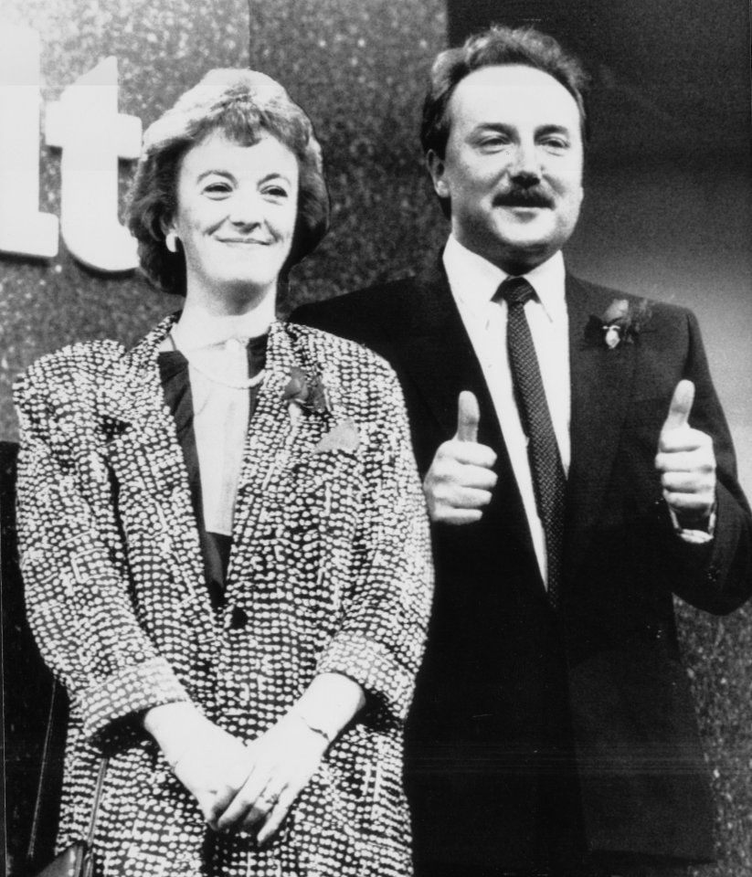 Pictured with his ex-wife Elaine after winning his seat in the 1987 General Election