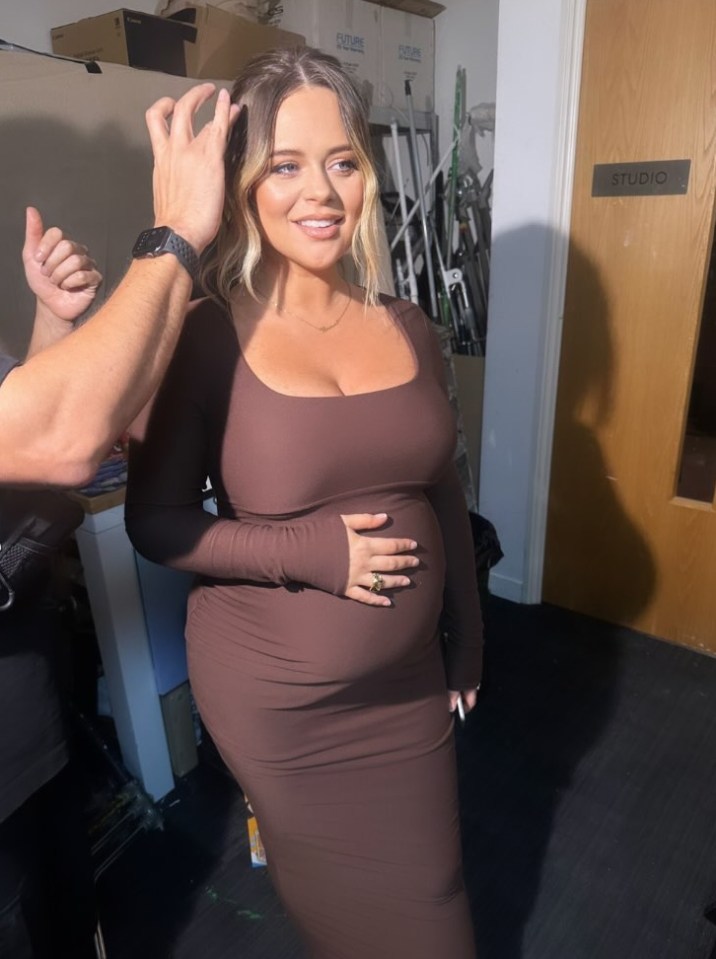 Emily Atack looked sensational as she showed off her blossoming baby bump