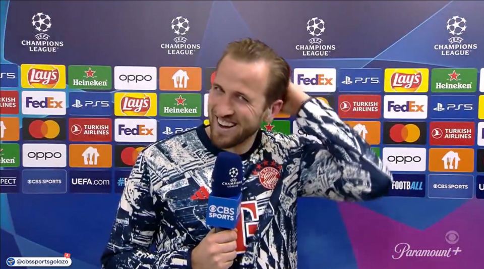 The Bayern Munich striker clearly looked awkward during the live interview