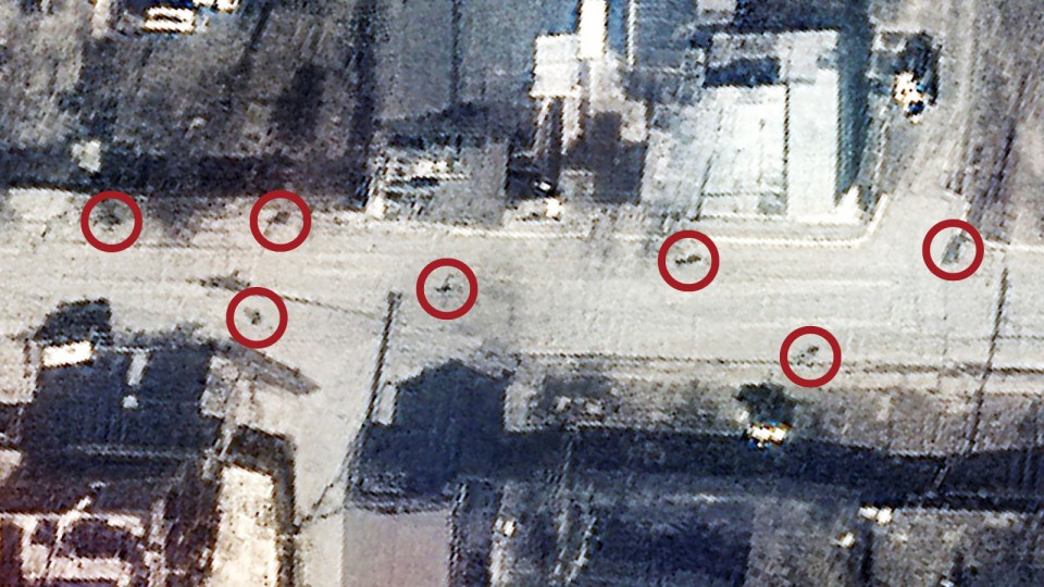 Satellite images show bodies of civilians lying on the 'road of death' in Bucha