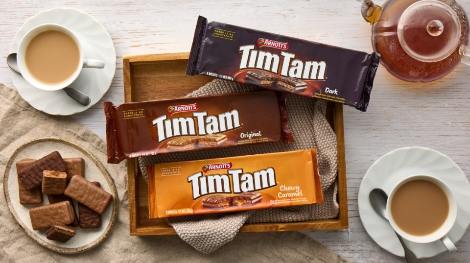 The Just Divine biscuits are similar to Tim Tams, in that they are two biscuits, sandwiched together with chocolate cream