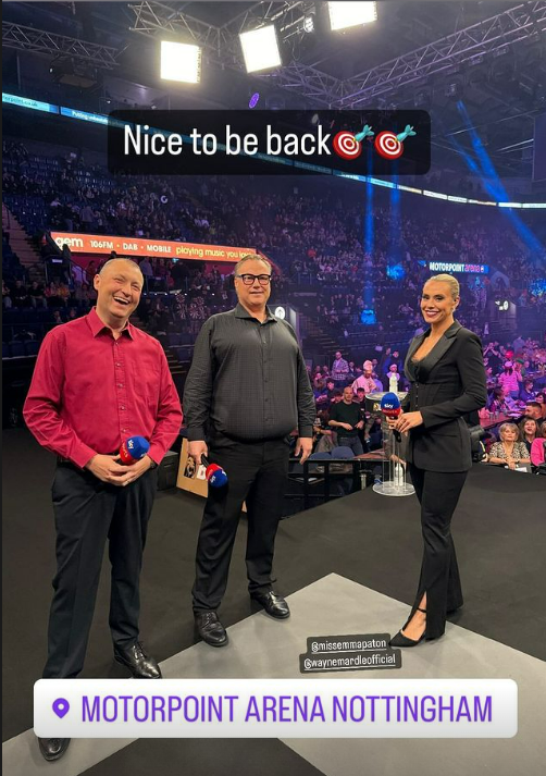 Emma Paton presented Sky Sports' darts coverage