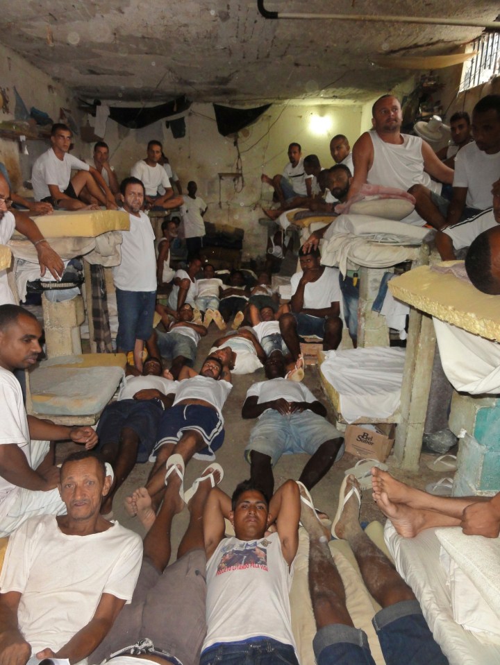 Brazilian prisons are severely overcrowded with dozens of inmates living in one cell