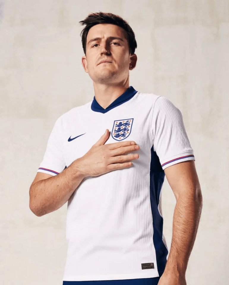 England defender Harry Maguire wearing the new shirt