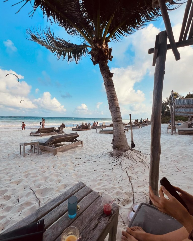 The happy couple visited this beach in Tulum