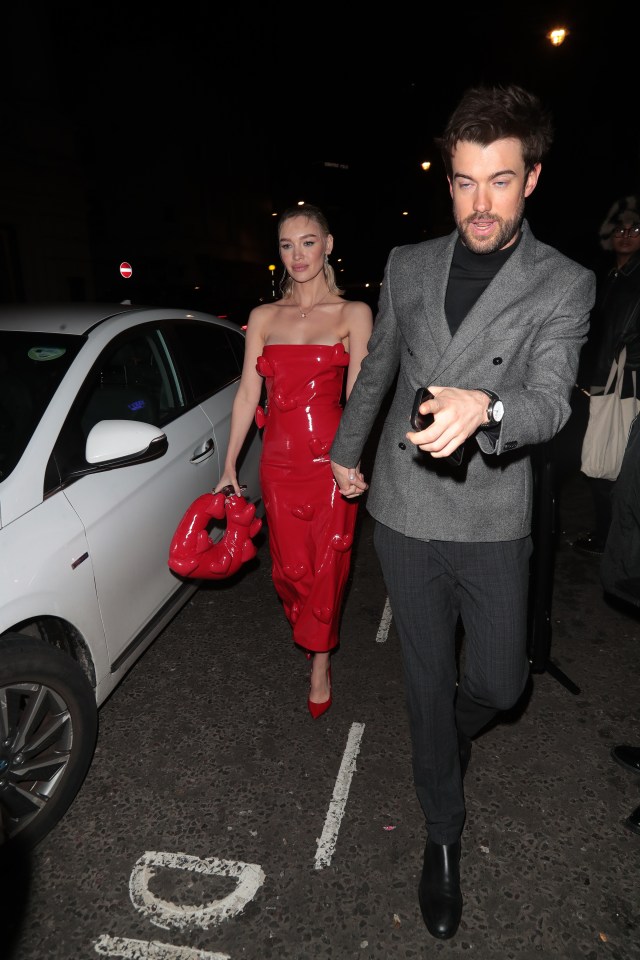 Jack Whitehall and Roxy Horner relished a child-free night out at the Warner party